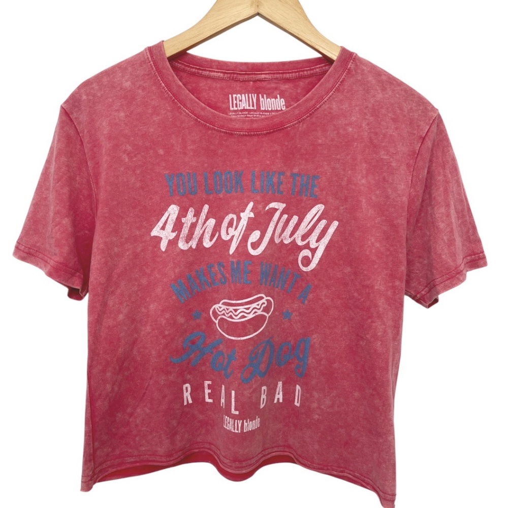 NWOT Legally Blonde Fourth of July Hot Dog Cropped T-Shirt Women's Small